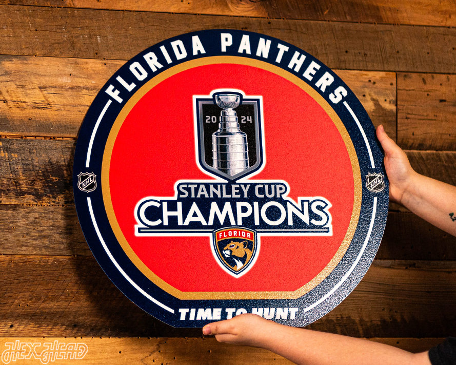 VARSITY Collection- SINGLE layer Florida Panthers 2024 Stanley Cup Champions Metal Wall Art