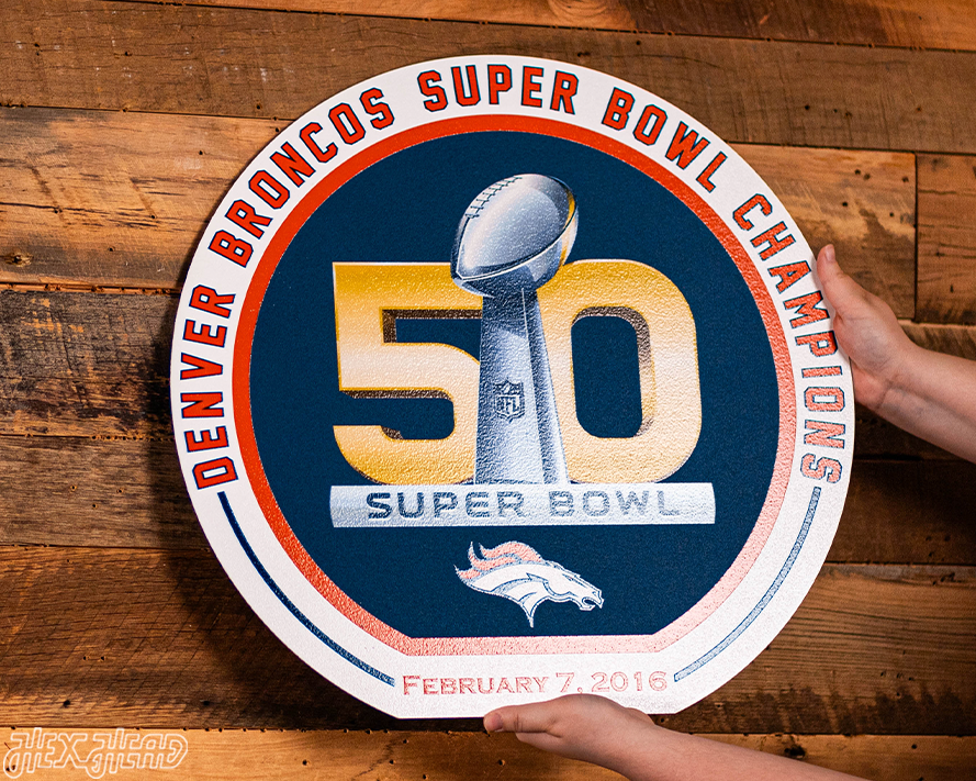 VARSITY Collection- SINGLE Layer Denver Broncos Super Bowl 50 Metal Wall Art