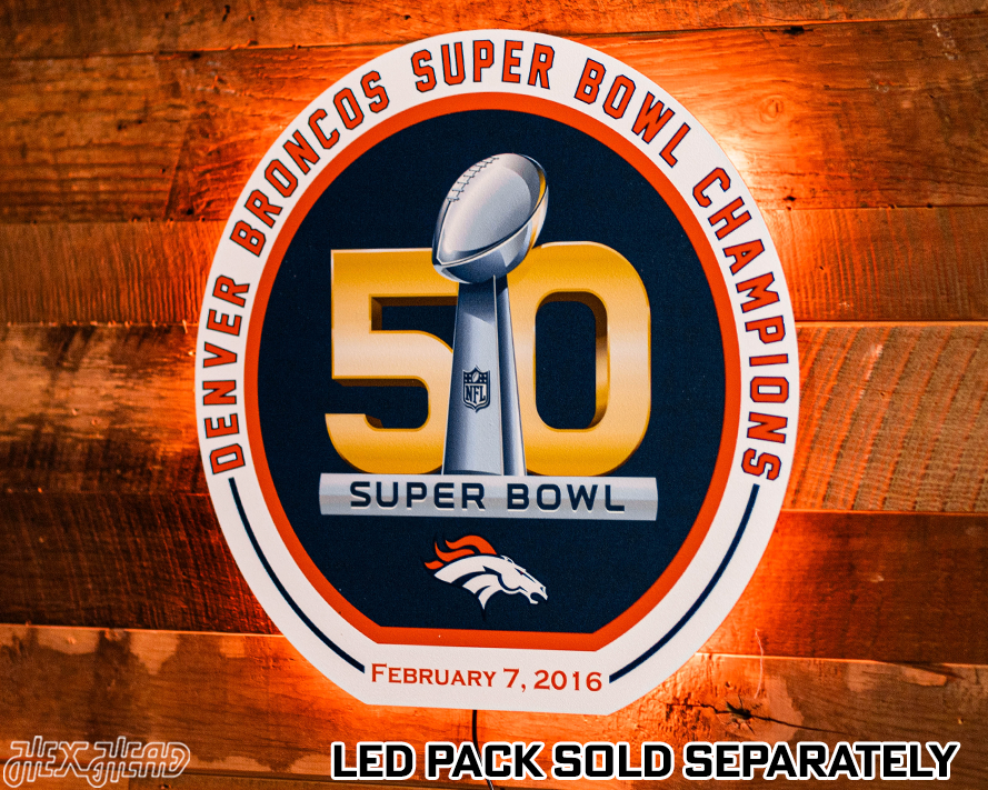 VARSITY Collection- SINGLE Layer Denver Broncos Super Bowl 50 Metal Wall Art