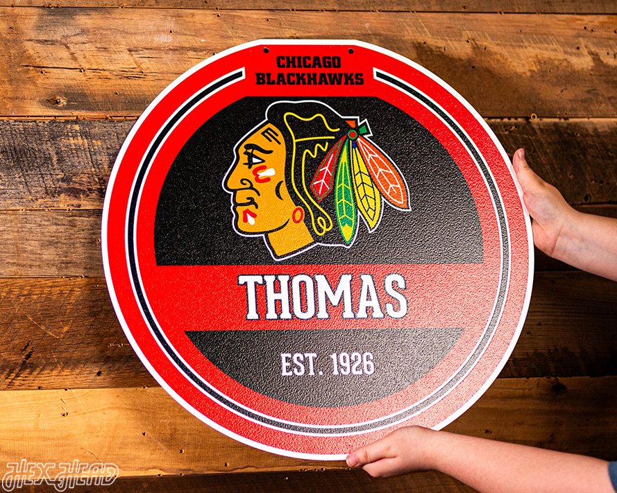 Chicago Blackhawks Personalized Monogram Metal Art