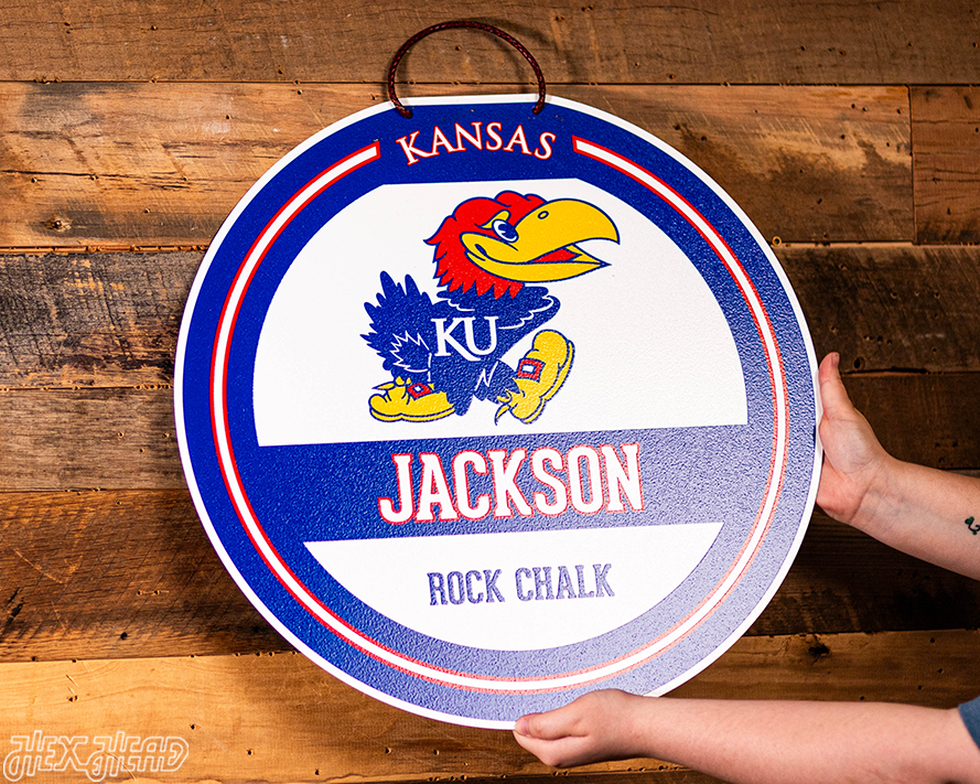 Kansas Jayhawks Personalized Monogram Metal Art