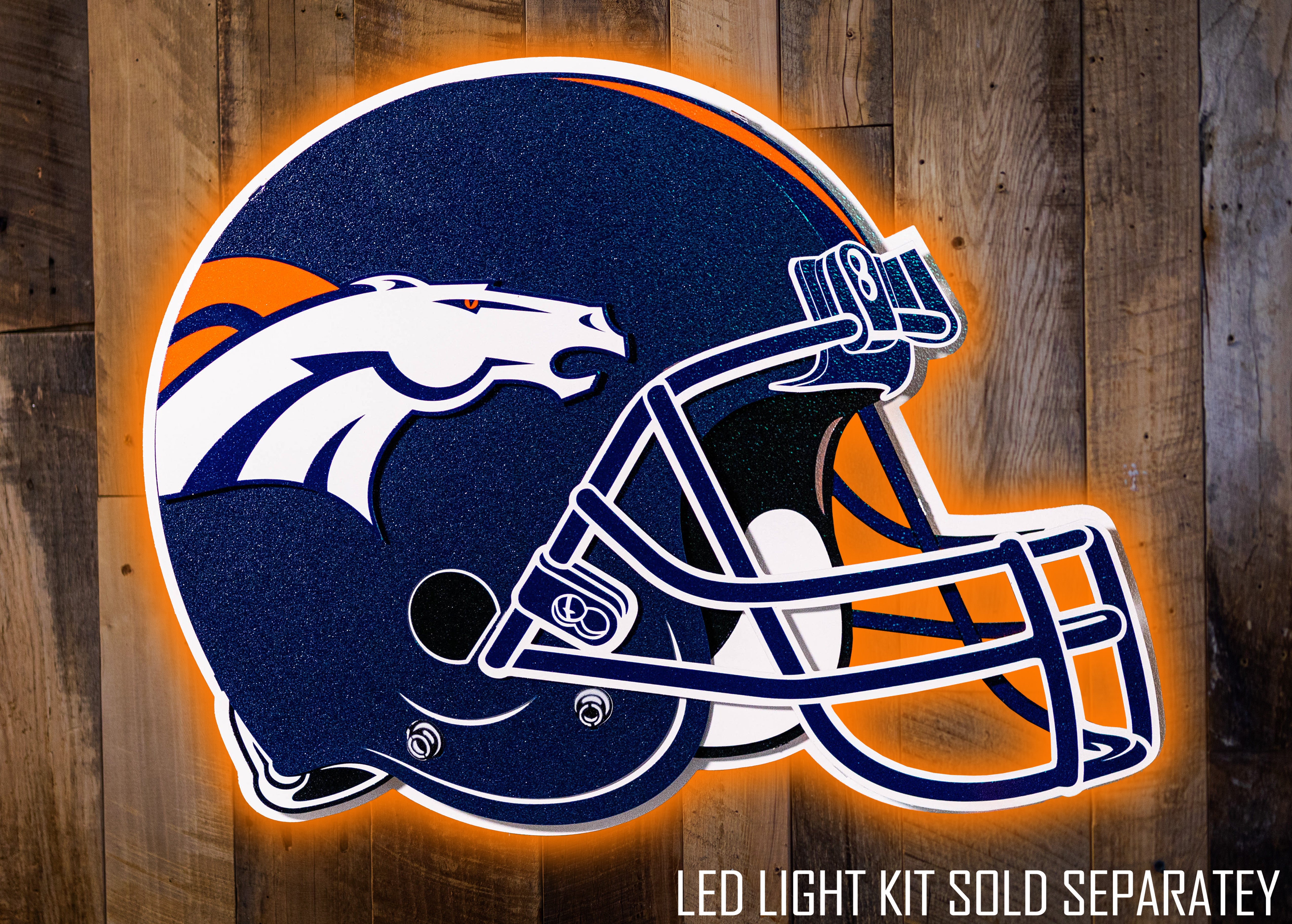 BLITZ Collection - 8 Layer Denver Broncos Helmet 3D Vintage Metal Wall Art