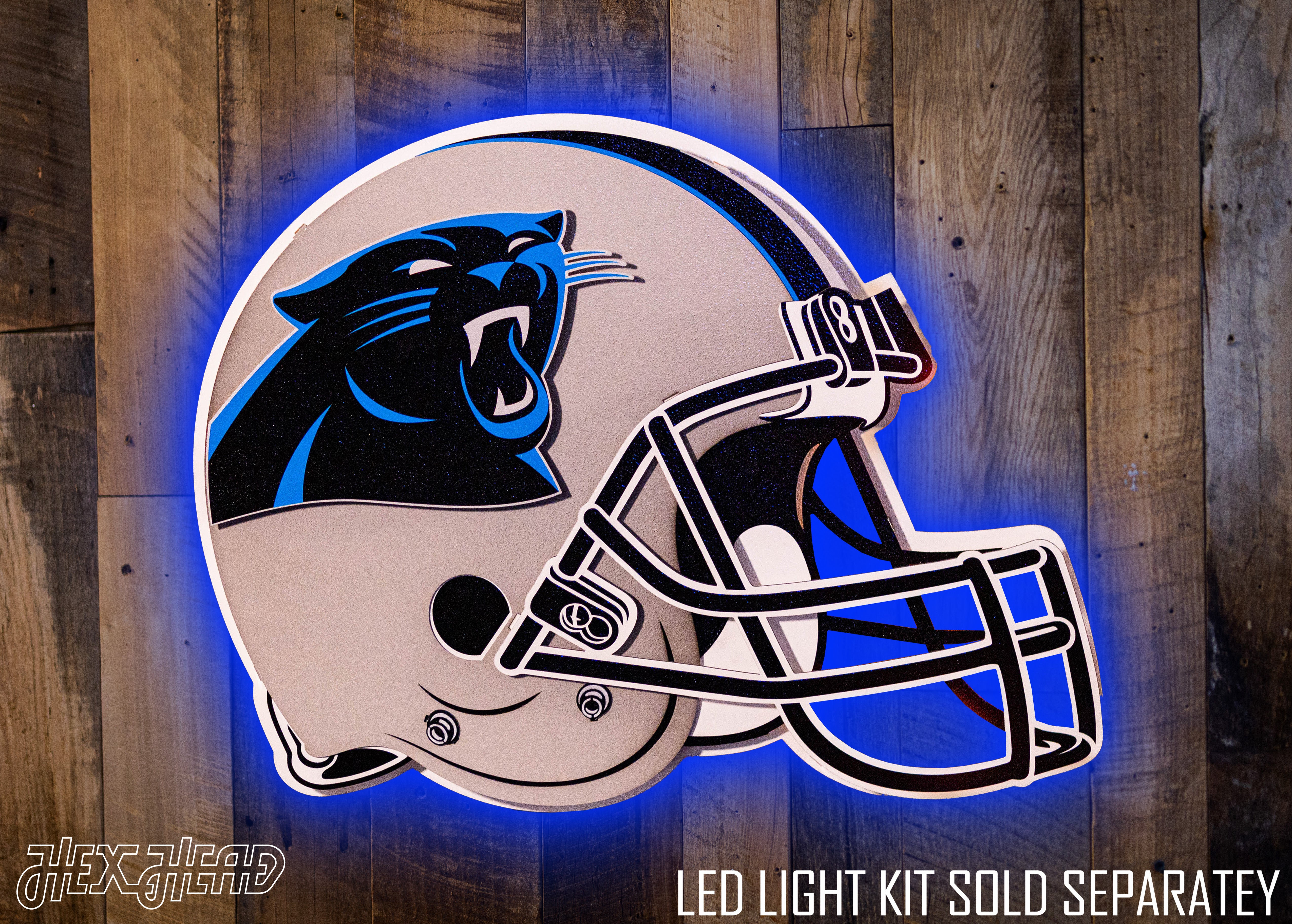 BLITZ Collection - 8 Layer Carolina Panthers Helmet 3D Vintage Metal Wall Art