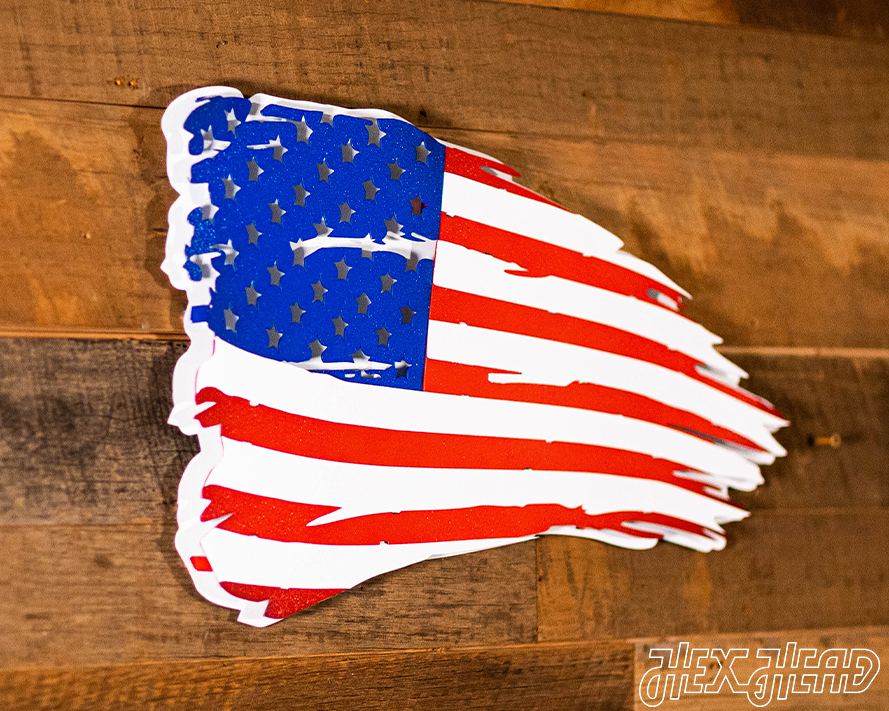 Tattered American Flag 3D Metal Wall Art