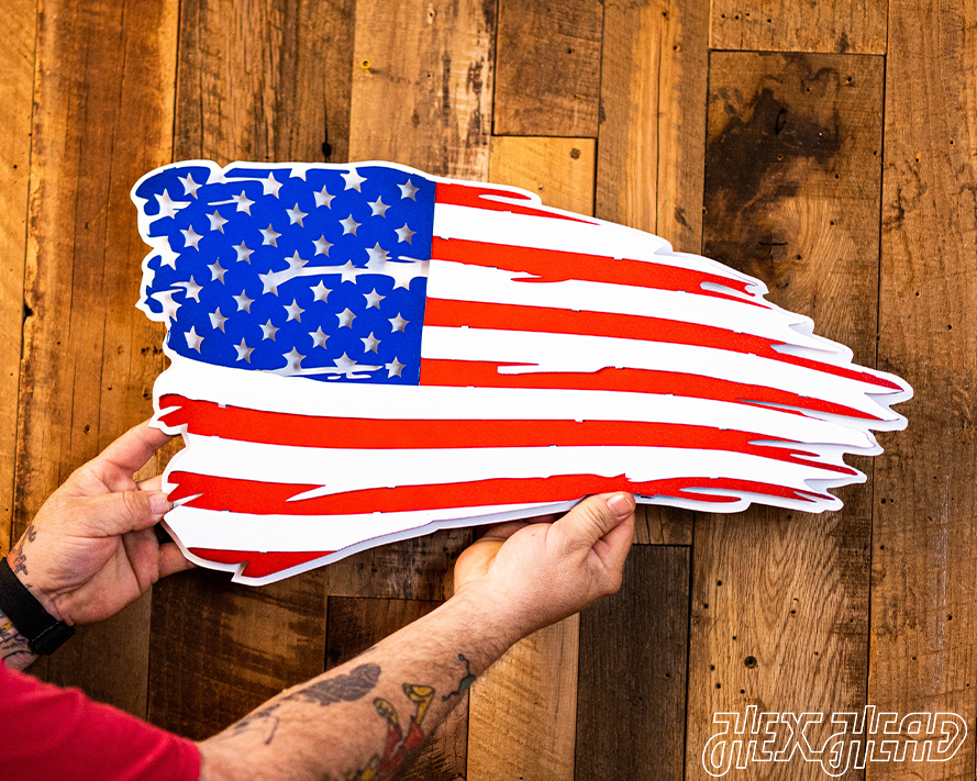 Tattered American Flag 3D Metal Wall Art