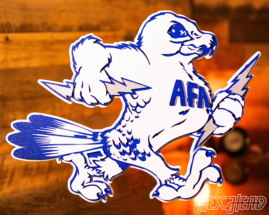 Air Force Academy Vintage Falcon Mascot Metal Wall Art – Hex Head Art