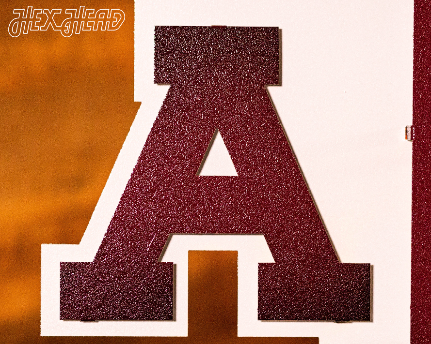 Texas A&M 3D Vintage Metal Artwork - Aggie Maroon/ White