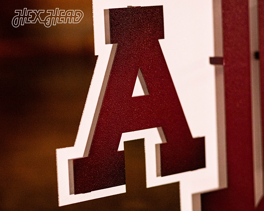 Texas A&M 3D Vintage Metal Artwork - Aggie Maroon/ White