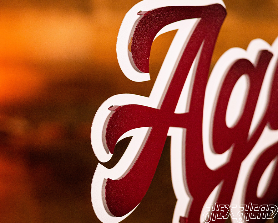 Texas A&M "Aggies" Script 3D Vintage Metal Wall Art