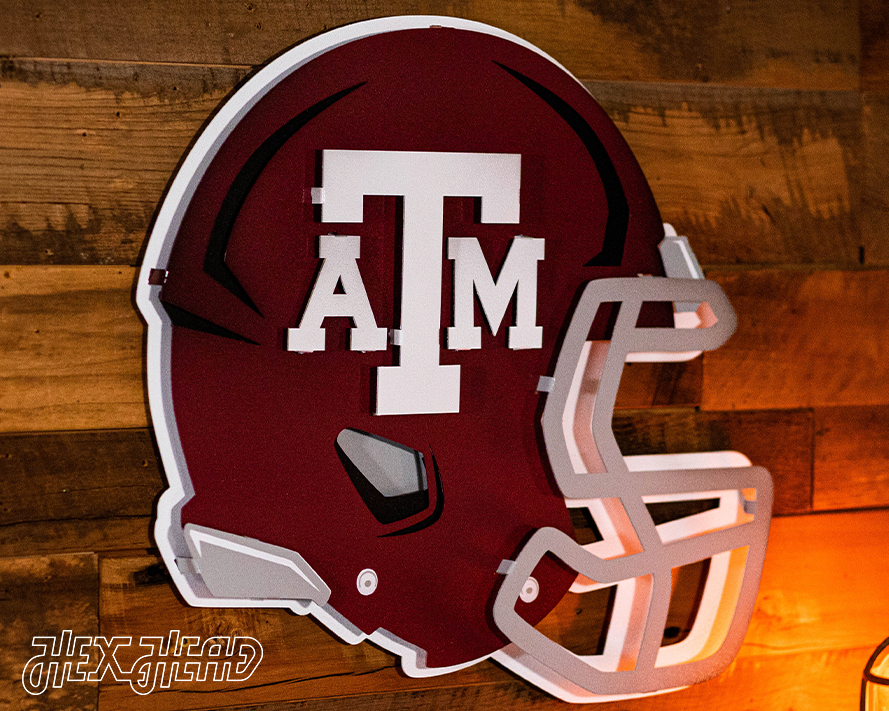 Texas A&M Football Helmet 3D Vintage Metal Wall Art