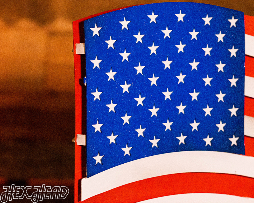 OLD GLORY! Waving American Flag 3D Vintage Metal Wall Art