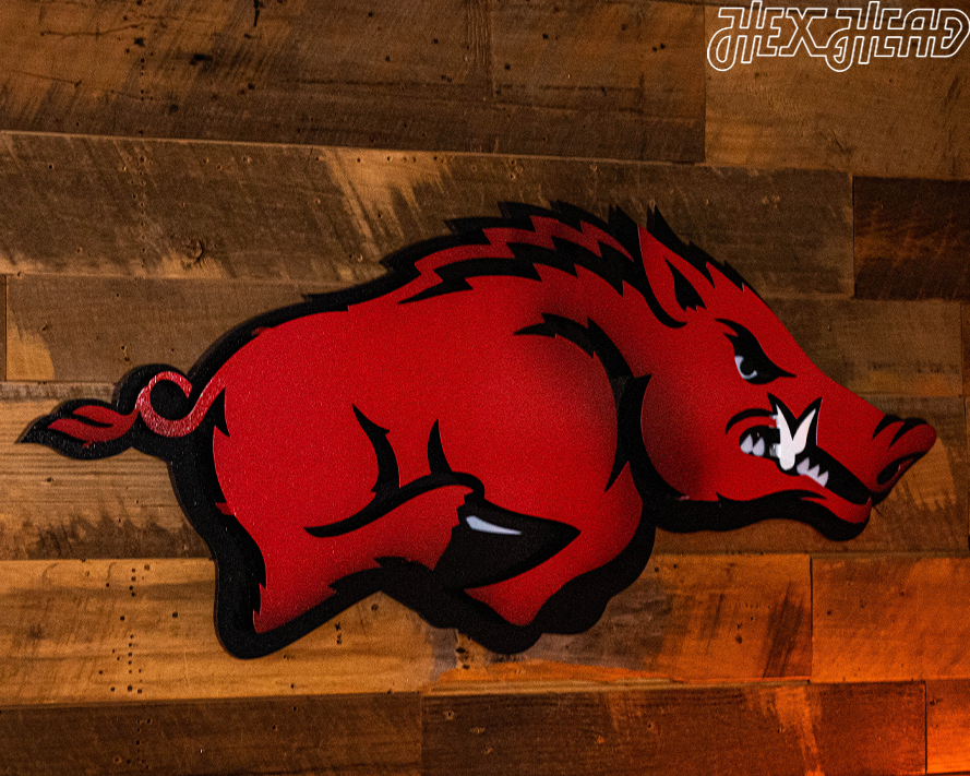 Arkansas Razorbacks "RUNNING TUSK" 3D Vintage Metal Wall Art