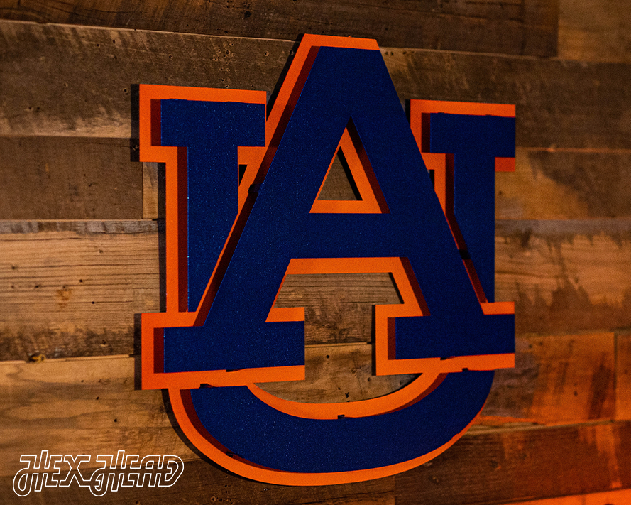 Auburn Tigers "AU" 3D Vintage Metal Wall Art