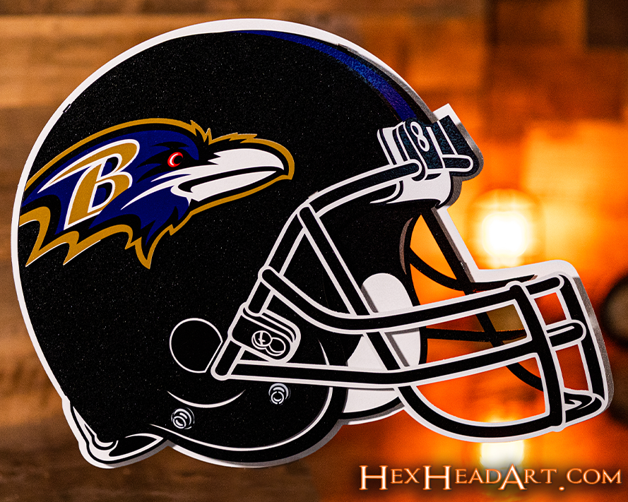 BLITZ Collection - 8 Layer Baltimore Ravens Helmet 3D Vintage Metal Wall Art