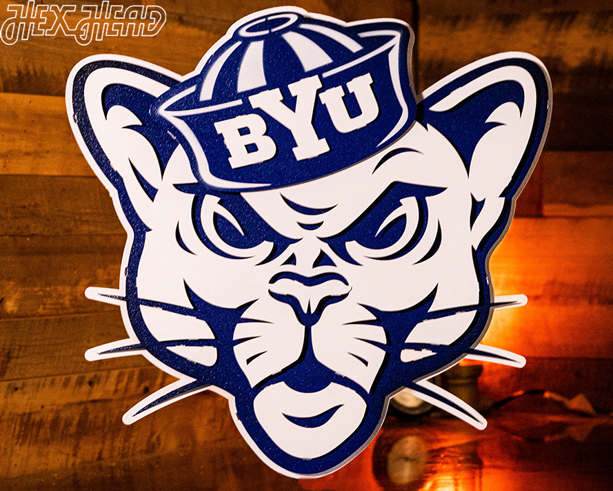 Brigham Young Cougars BYU Sailor Cougar 3D Vintage Metal Wall Art