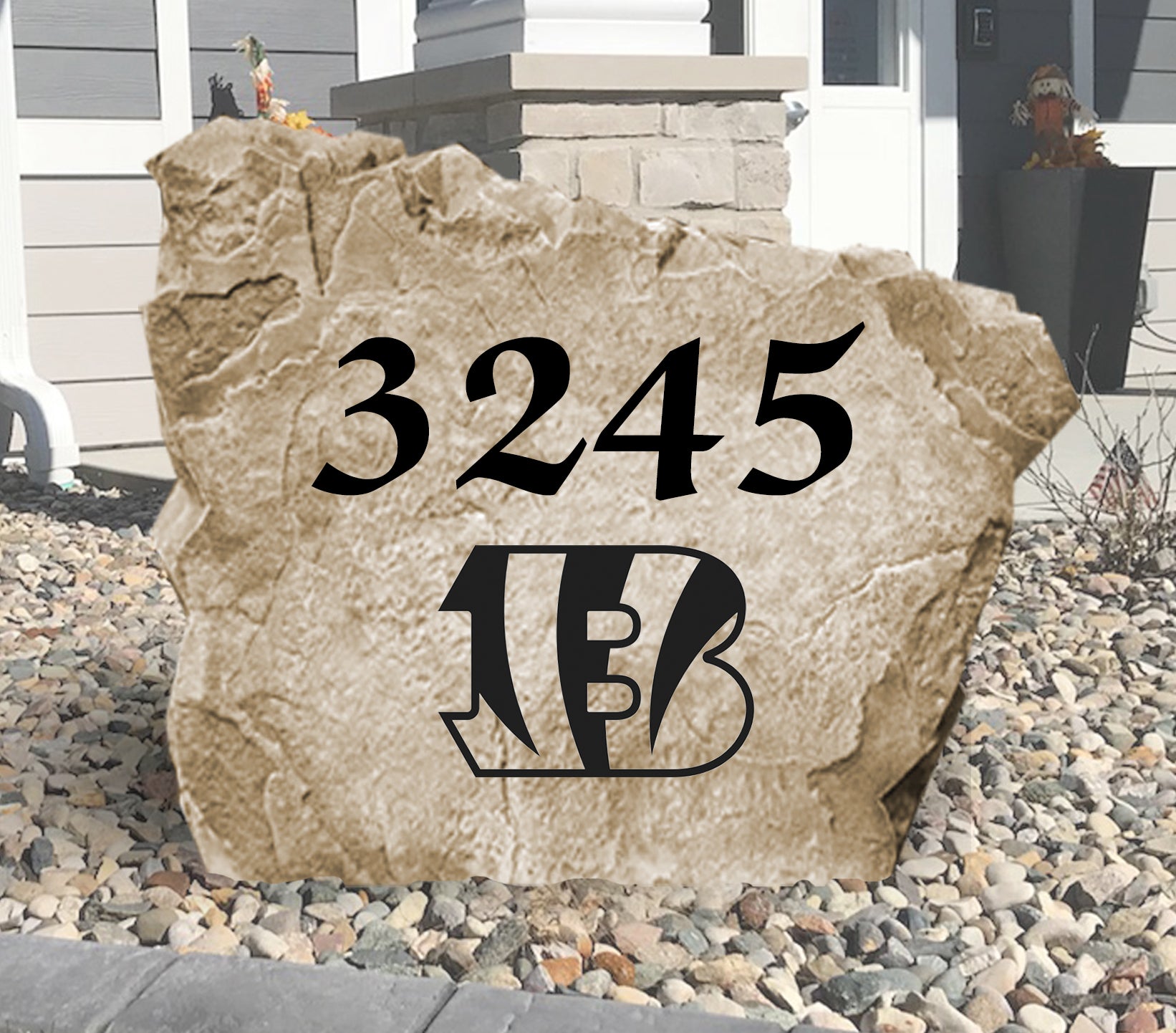 Cincinnati Bengals Design-A-Stone Landscape Art Address Stone