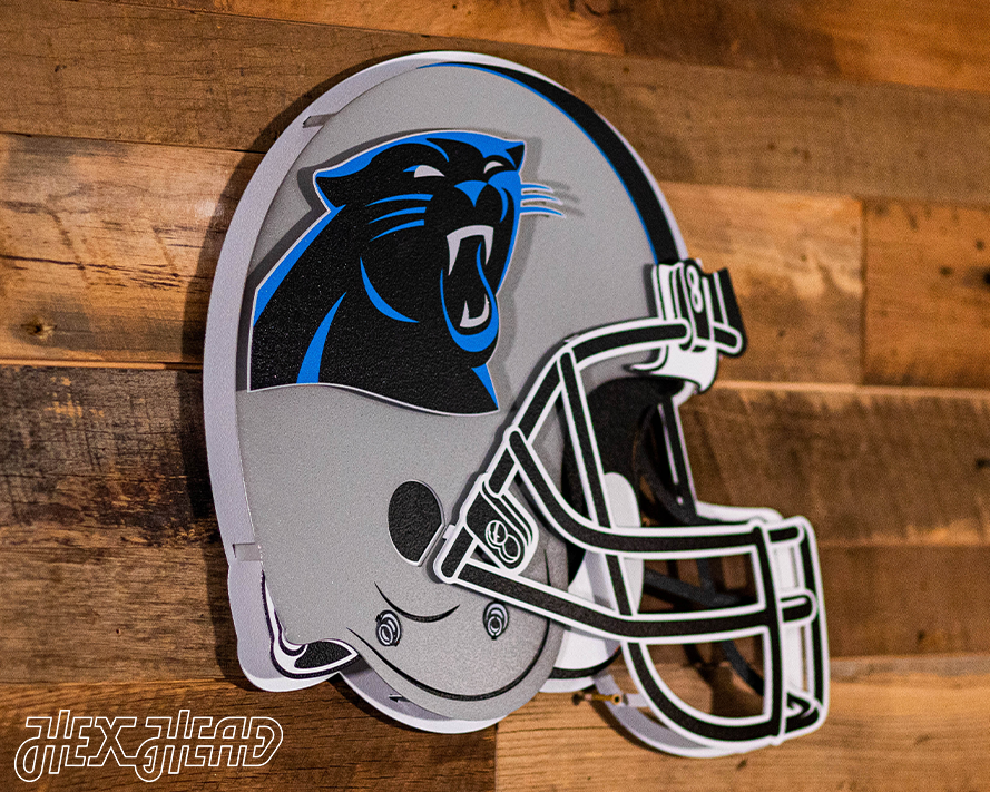 BLITZ Collection - 8 Layer Carolina Panthers Helmet 3D Vintage Metal Wall Art