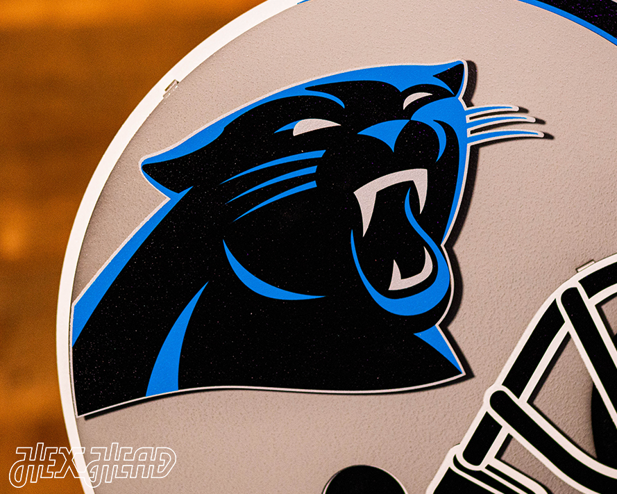 BLITZ Collection - 8 Layer Carolina Panthers Helmet 3D Vintage Metal Wall Art