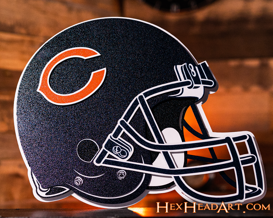 BLITZ Collection - 8 Layer Chicago Bears Helmet 3D Vintage Metal Wall Art
