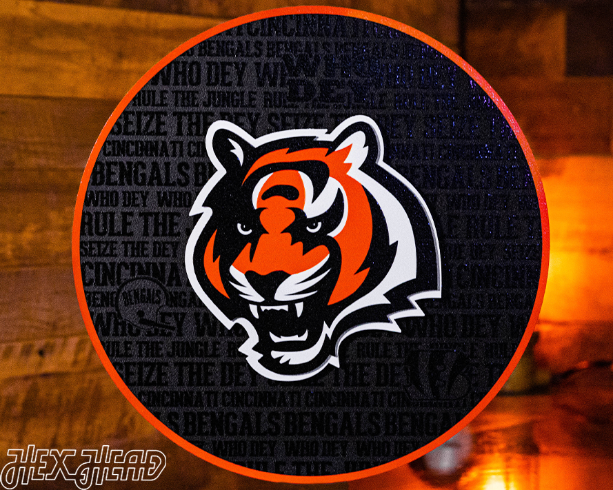 Hex Head Cincinnati Bengals | 3D Vintage Metal Wall Art | Hand Painted and Made in The USA