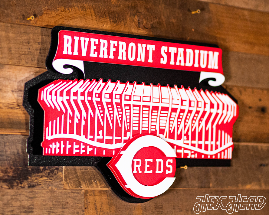 Cincinnati Reds RIVERFRONT STADIUM 3D Vintage Metal Wall Art