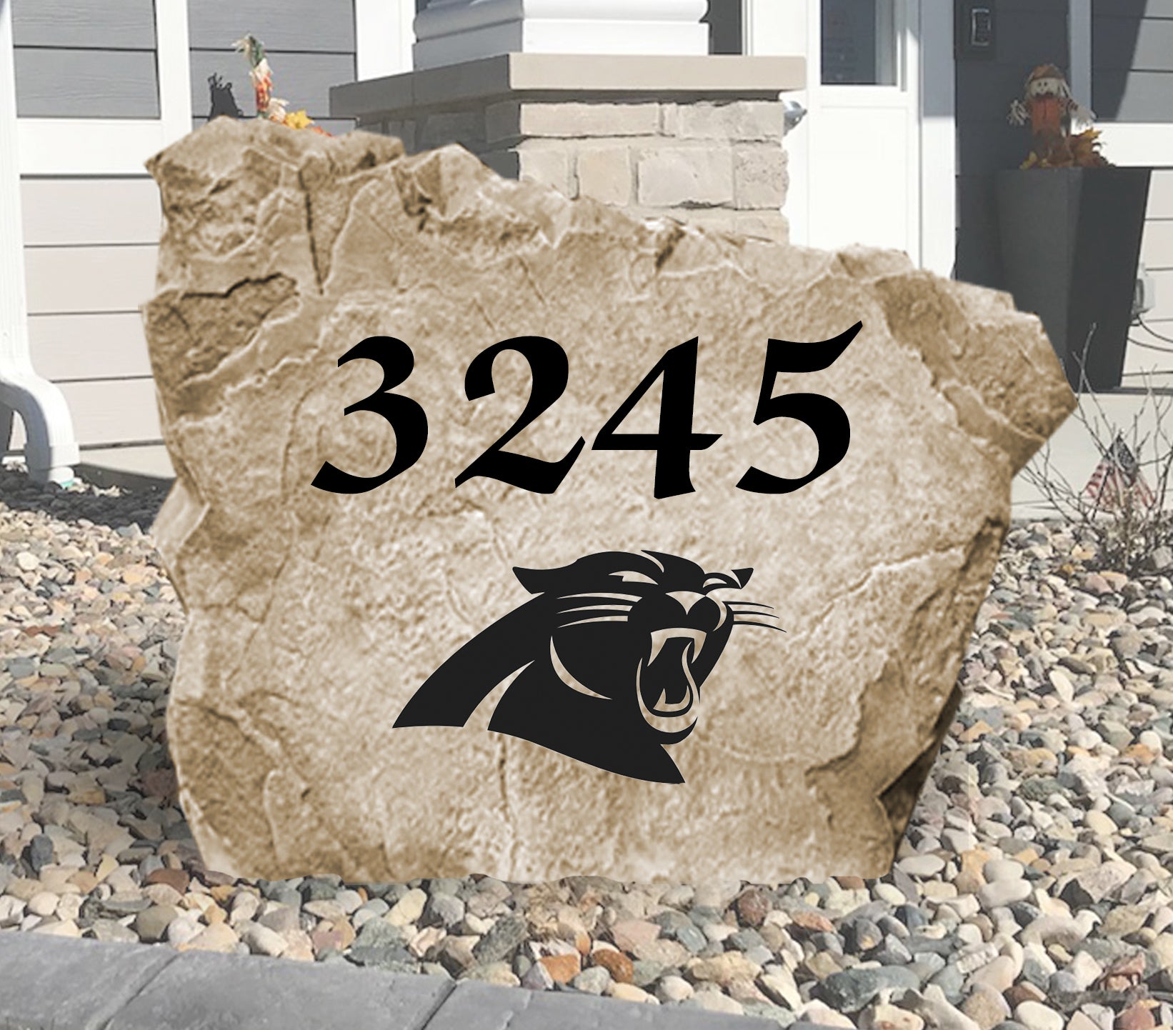 Carolina Panthers Design-A-Stone Landscape Art Address Stone