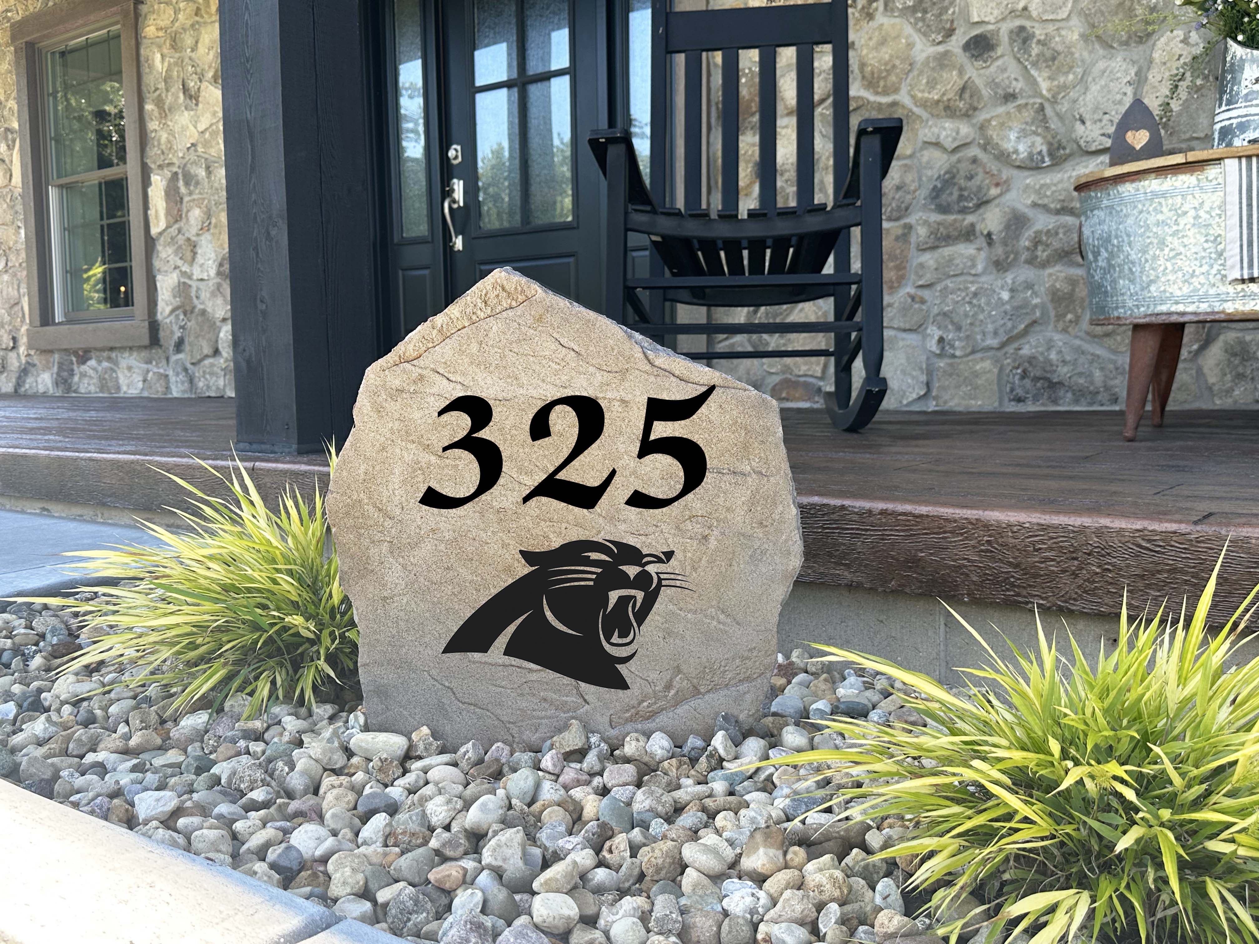 Carolina Panthers Design-A-Stone Landscape Art Address Stone