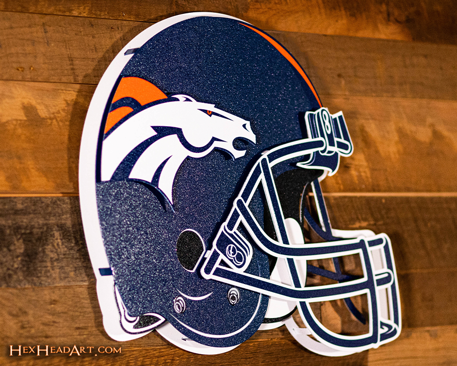 BLITZ Collection - 8 Layer Denver Broncos Helmet 3D Vintage Metal Wall Art