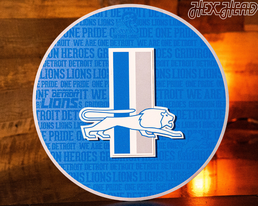 Detroit Lions CRAFT SERIES 3D Embossed Metal Wall Art – Hex Head Art