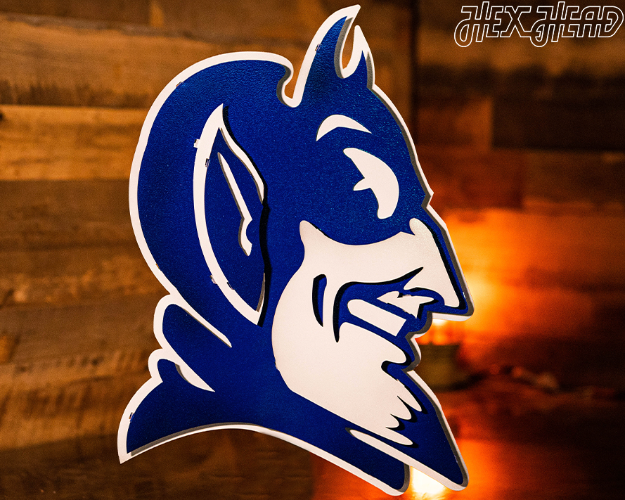 Duke Blue Devil Mascot 3D Vintage Metal Wall Art