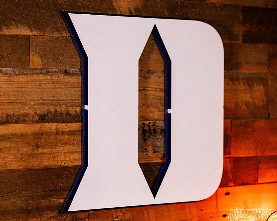 Duke Blue Devils White "D" 3D Vintage Metal Wall Art