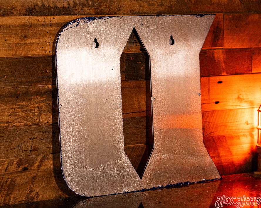 Duke Blue Devils White "D" 3D Vintage Metal Wall Art