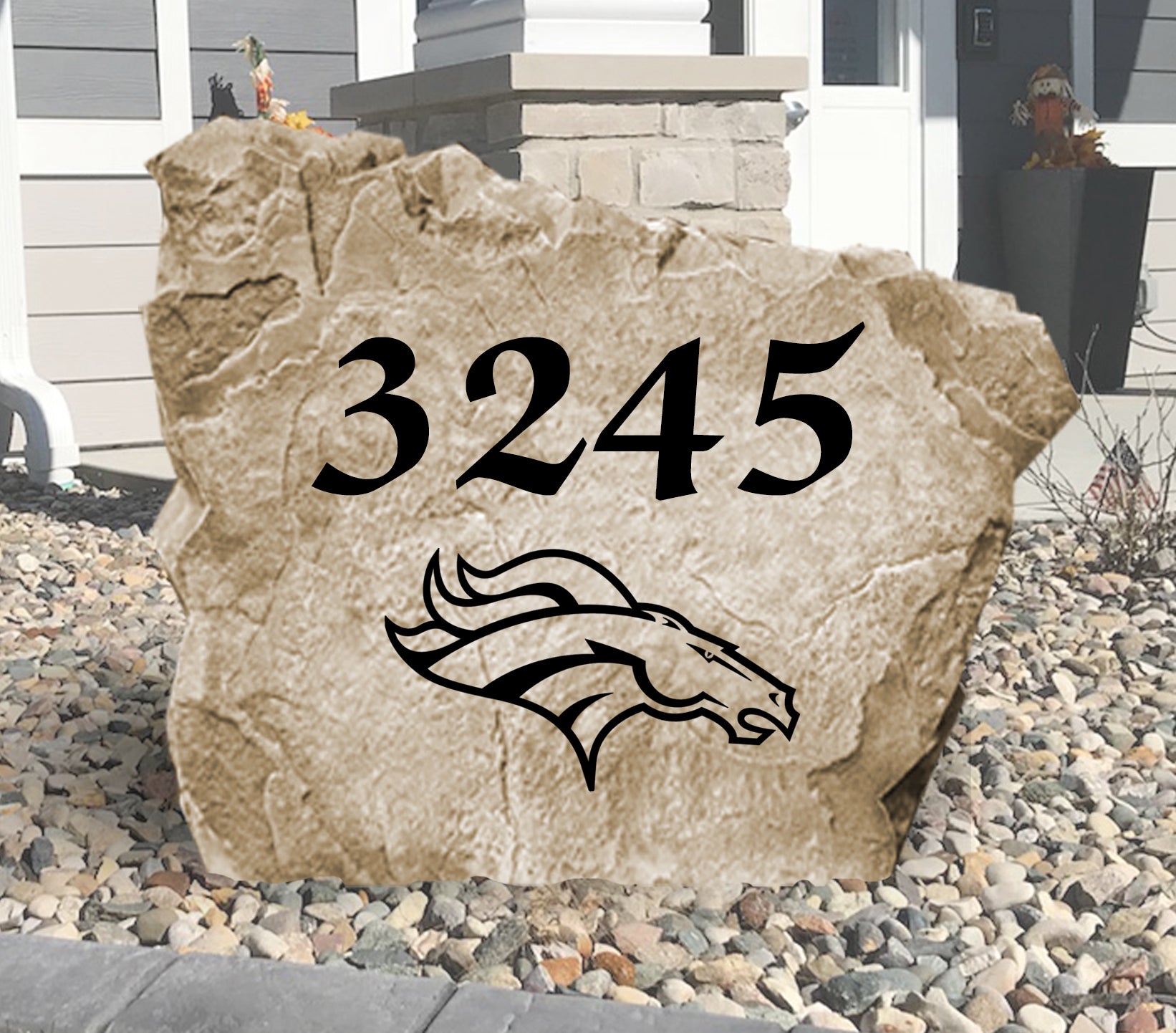 Denver Broncos Design-A-Stone Landscape Art Address Stone