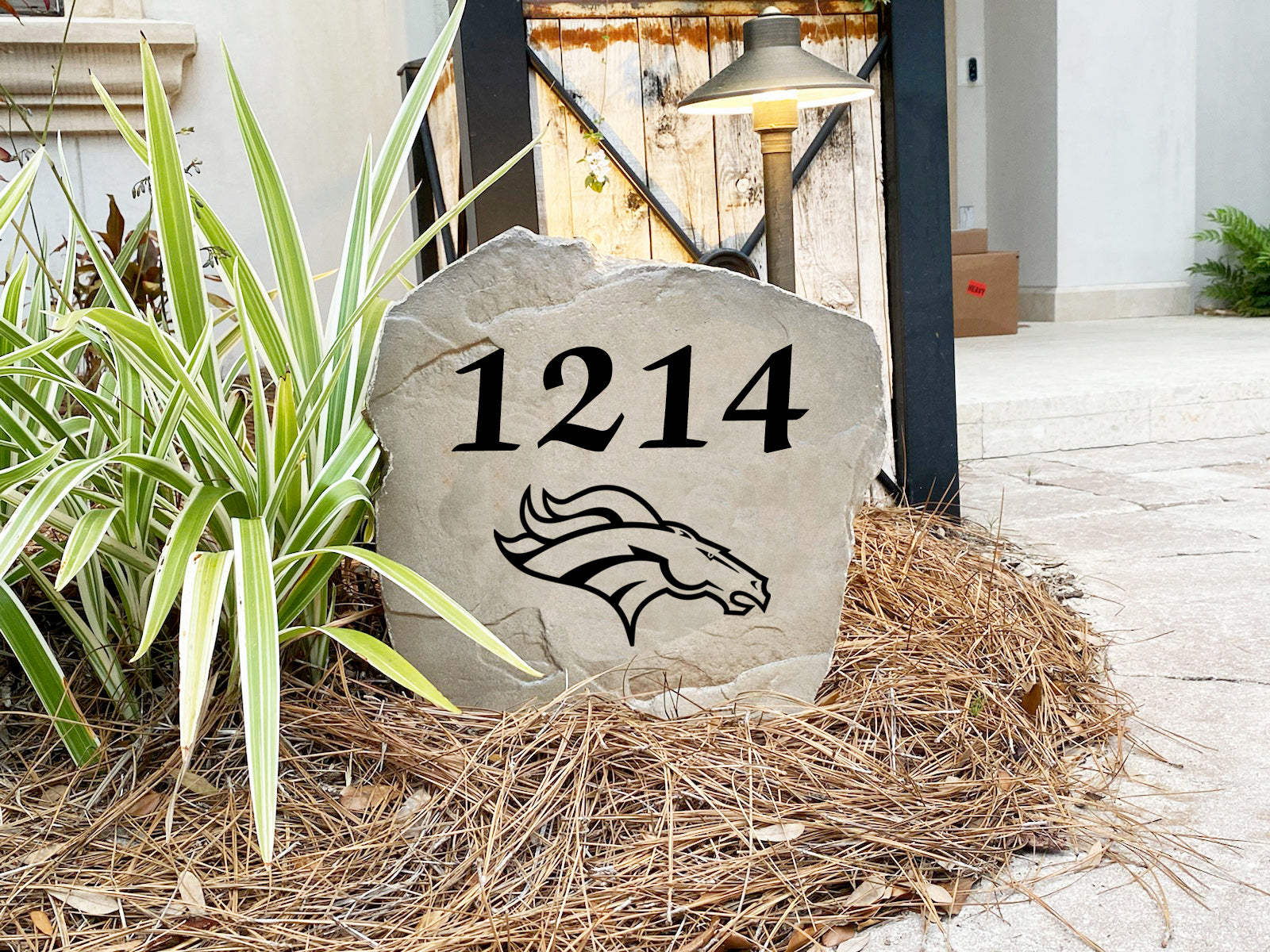 Denver Broncos Design-A-Stone Landscape Art Address Stone