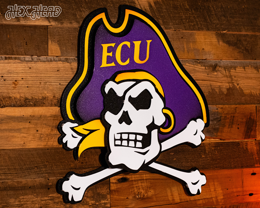 East Carolina ECU "PIRATE" 3D Vintage Metal Wall Art