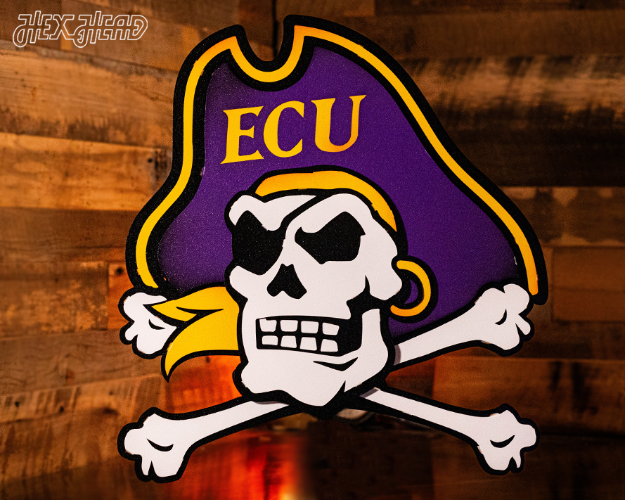 East Carolina ECU "PIRATE" 3D Vintage Metal Wall Art