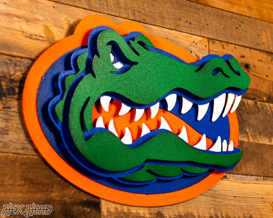 Florida Gators "GATOR HEAD" 3D Vintage Metal Wall Art