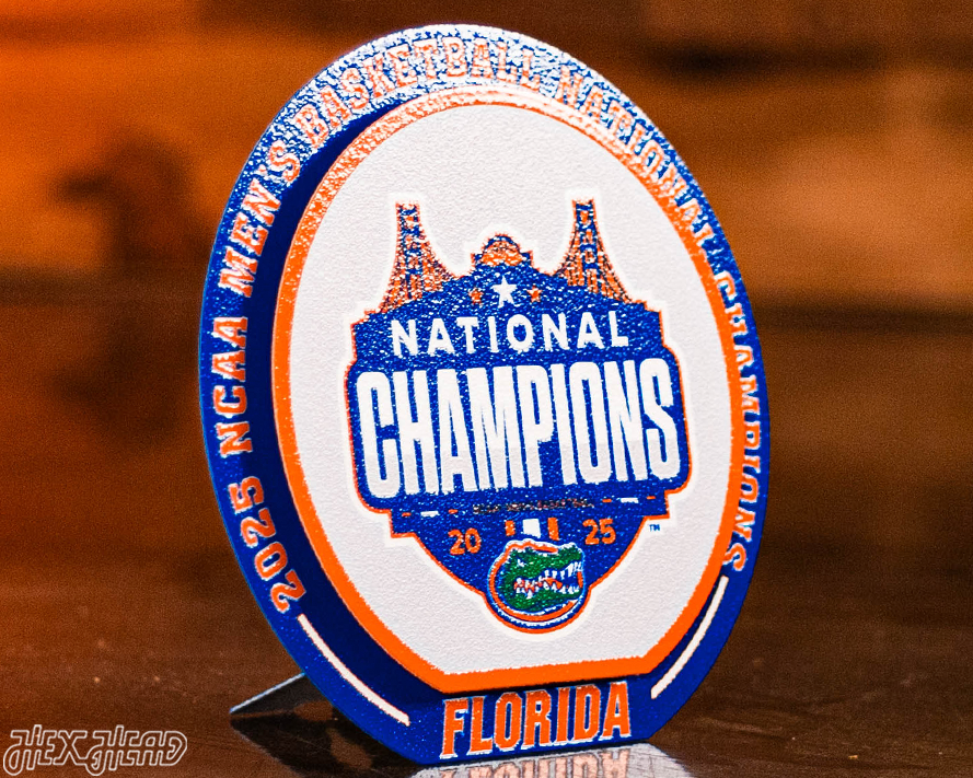 Florida Gators 2025 Basketball National Champs "Double Play" On the Shelf or on the Wall Art