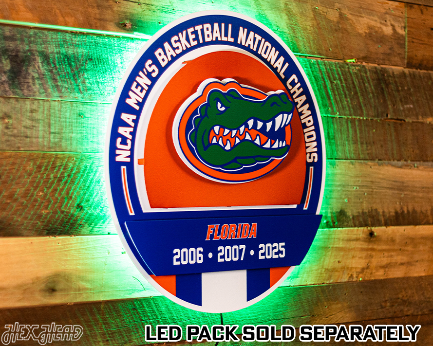 Florida Gators DYNASTY- Men's Basketball Championships w/ Replaceable Icon Plate 3D Vintage Metal Wall Art