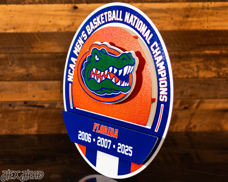 Florida Gators DYNASTY- Men's Basketball Championships w/ Replaceable Icon Plate 3D Vintage Metal Wall Art