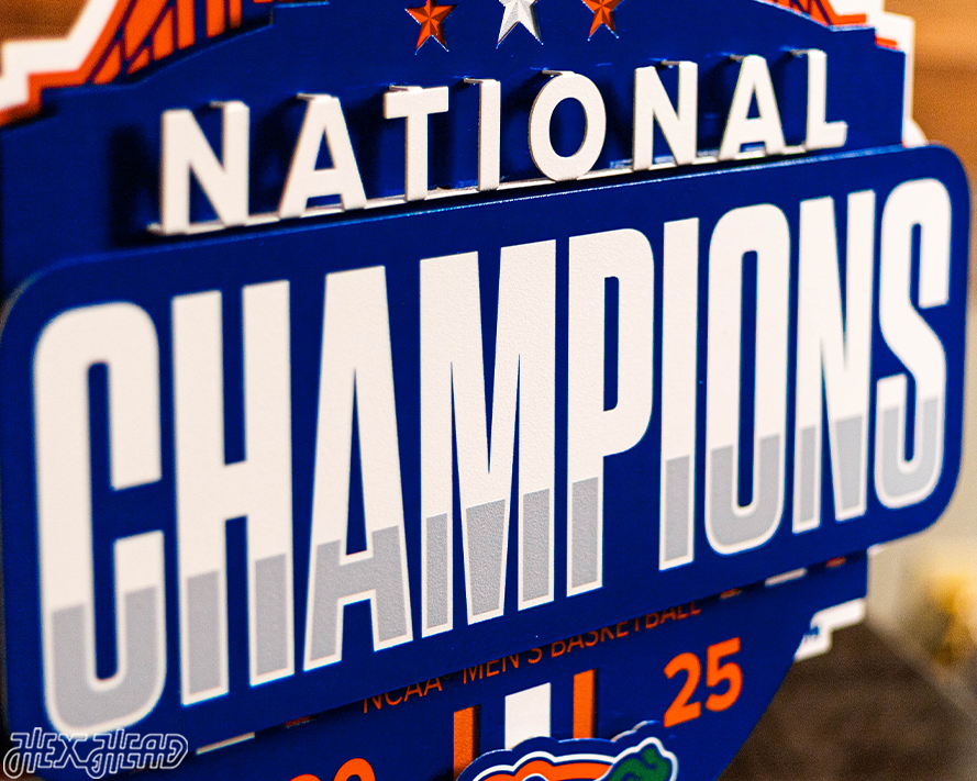 Florida Gators 2025 National Basketball Champions 3D Vintage Metal Wall Art