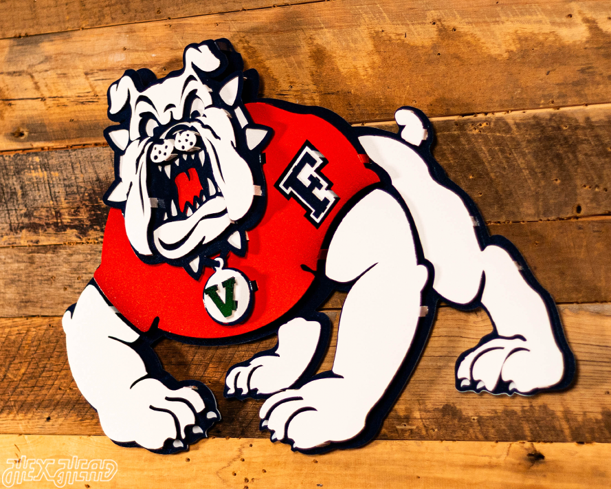 Fresno State "Victor E. Bulldog" Mascot 3D Vintage Metal Wall Art