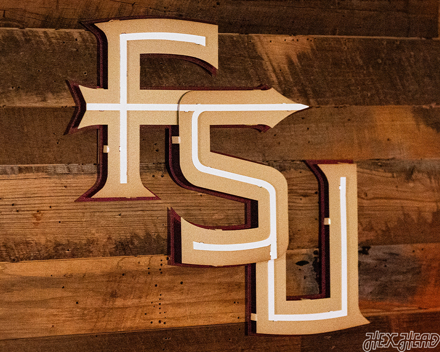 Florida State FSU Letters 3D Vintage Metal Wall Art