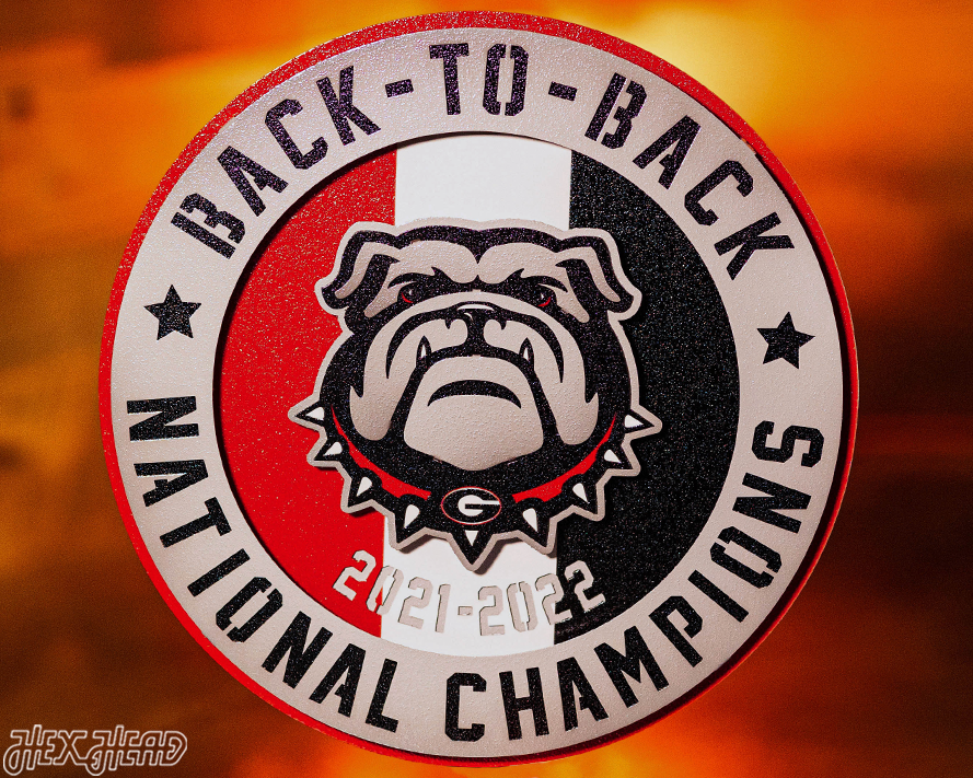 Georgia Bulldogs Hex Head Exclusive 2022 Championship 3D Vintage Metal Wall Art