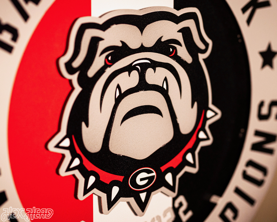 Georgia Bulldogs Hex Head Exclusive 2022 Championship 3D Vintage Metal Wall Art