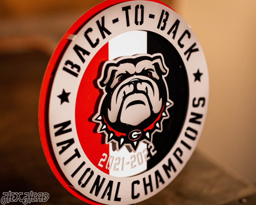 Georgia Bulldogs Hex Head Exclusive 2022 Championship 3D Vintage Metal Wall Art