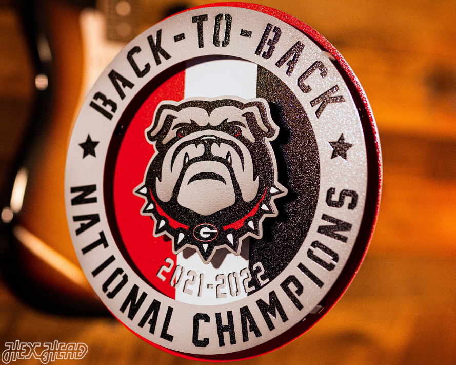 Georgia Bulldogs Hex Head Exclusive 2022 Championship 3D Vintage Metal Wall Art