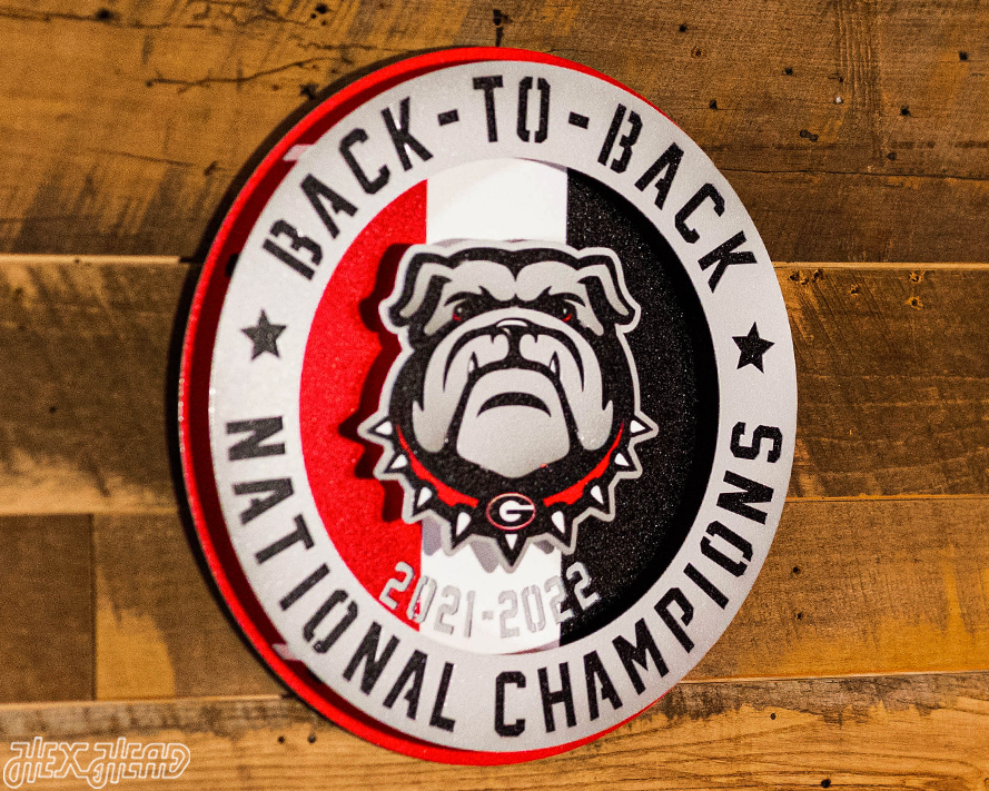 Georgia Bulldogs Hex Head Exclusive 2022 Championship 3D Vintage Metal Wall Art