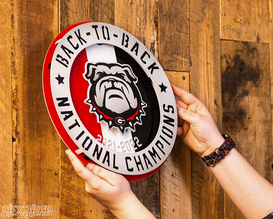 Georgia Bulldogs Hex Head Exclusive 2022 Championship 3D Vintage Metal Wall Art