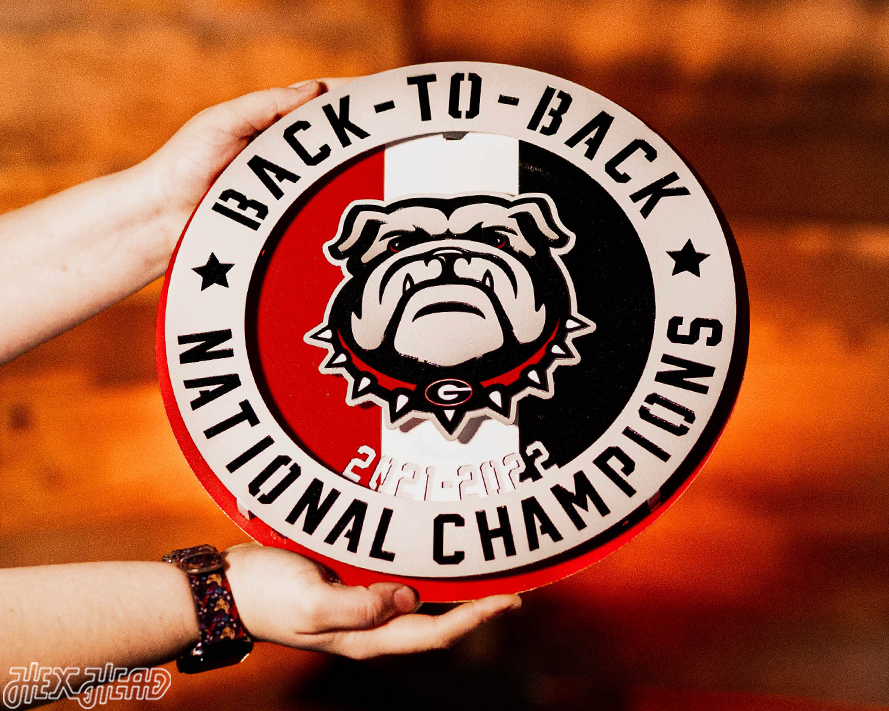 Georgia Bulldogs Hex Head Exclusive 2022 Championship 3D Vintage Metal Wall Art